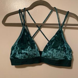 Strappy Green Velour PINK brand Bralette
